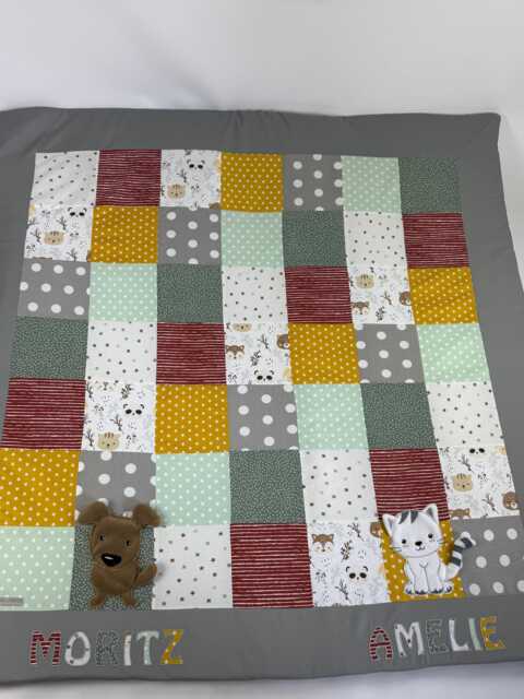 Baby Blanket/Playmat Patchwork Dog/Cat Krd3055 - image 1
