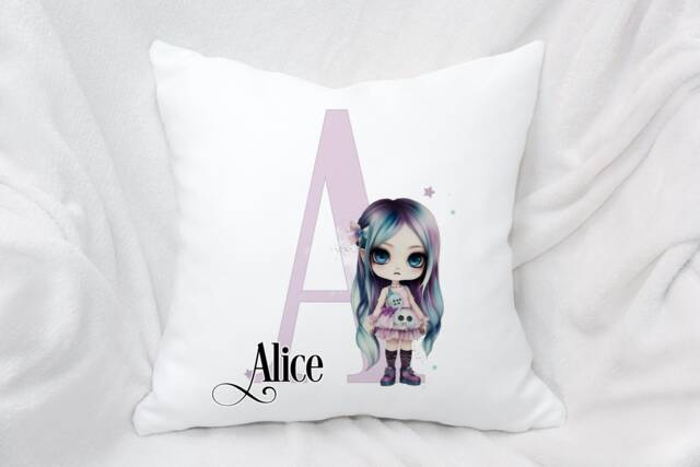 Personalised Zombie Girl Alphabet Cushion, Ideal Gift For Kids Bedroom Or Nursery - image 1
