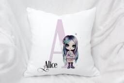 Personalised Zombie Girl Alphabet Cushion, Ideal Gift For Kids Bedroom Or Nursery - thumbnail 1