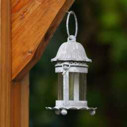Vintage Style Glass Metal Lantern - French Country Tealight Candle Outdoor Garden - thumbnail 3