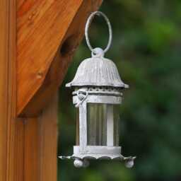 Vintage Style Glass Metal Lantern - French Country Tealight Candle Outdoor Garden - thumbnail 1
