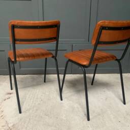 Brand New Industrial Style - Single Dining Chair - Ribbed Leather, Tan - thumbnail 3