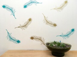 Peel & Stick Peacock Feather Wall Decals Modern Vinyl Decor - thumbnail 1
