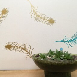 Peel & Stick Peacock Feather Wall Decals Modern Vinyl Decor - thumbnail 2