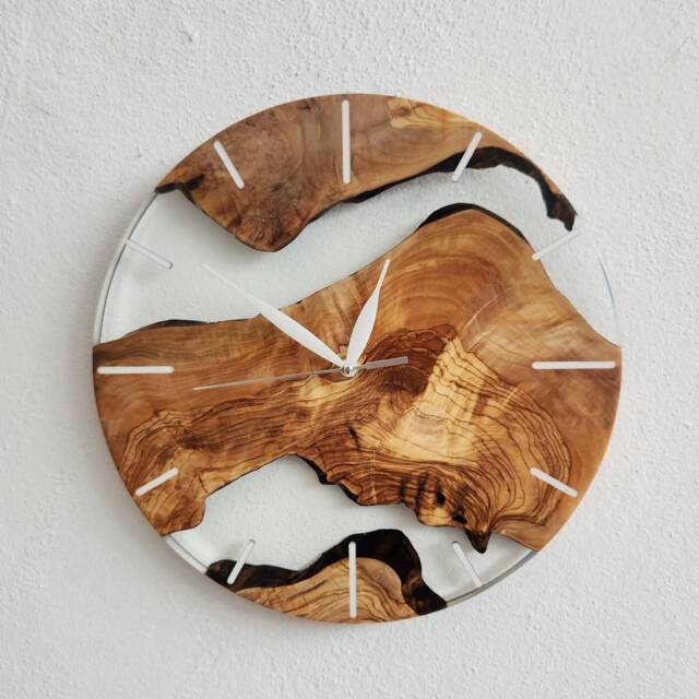 Olive Wood Wall Clock Live Edge Rustic Art - image 1