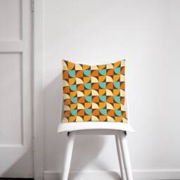 Brown & Orange Retro Geometric Cushion, 18 Inch Throw Pillow, 45cm Cushion Sofa Cushions - thumbnail 2
