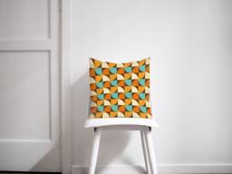 Brown & Orange Retro Geometric Cushion, 18 Inch Throw Pillow, 45cm Cushion Sofa Cushions - thumbnail 1