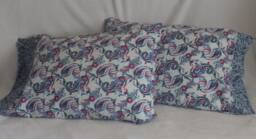 Handmade Blue Cotton Bed Pillow Cases - 2 - thumbnail 1