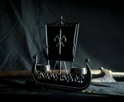 Drakkar Viking Ship Candleholder Sword Axe Norse Father Day Gift Nordic Odin Decor - thumbnail 1