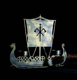 Drakkar Viking Ship Candleholder Sword Axe Norse Father Day Gift Nordic Odin Decor - thumbnail 2