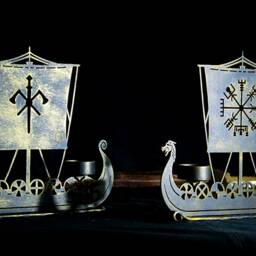 Drakkar Viking Ship Candleholder Sword Axe Norse Father Day Gift Nordic Odin Decor - thumbnail 3