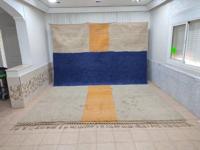 Handwoven Berber Sheep Wool Rug, Abstract Beni Ourain Moroccan Carpet, Boho Home Decor - image 1