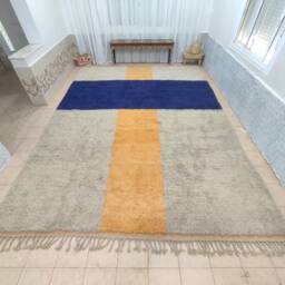 Handwoven Berber Sheep Wool Rug, Abstract Beni Ourain Moroccan Carpet, Boho Home Decor - thumbnail 4