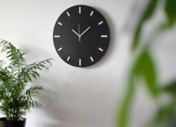 Black Oak Veneer Wall Clock Modern Scandinavian Design - 15.7