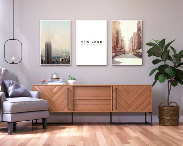 New York City Skyline Print Set Minimalist Home Decor - image 1