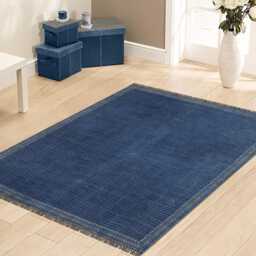 Handmade Indigo Dabu Printed Cotton Rug - Indian Hallway Runner - thumbnail 3