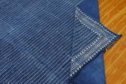 Handmade Indigo Dabu Printed Cotton Rug - Indian Hallway Runner - thumbnail 1