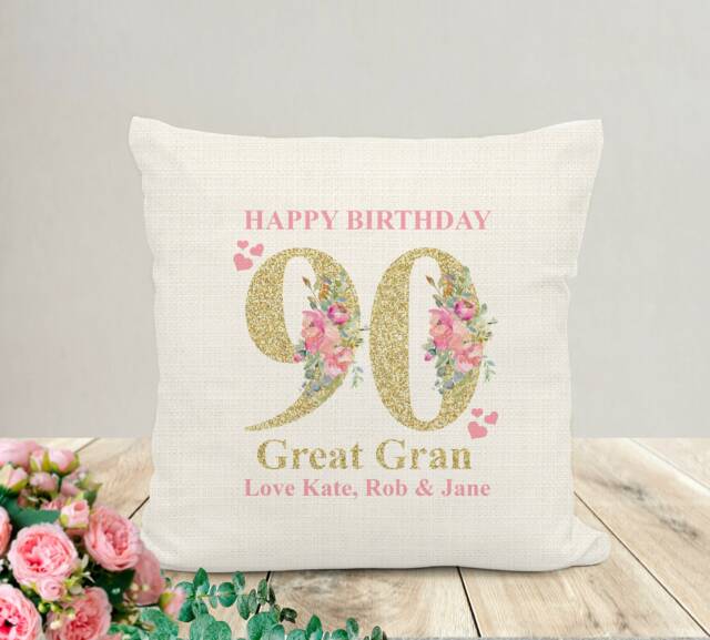 90Th Birthday Cushion Personalized Keepsake Gift - image 1