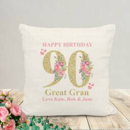 90Th Birthday Cushion Personalized Keepsake Gift - thumbnail 4