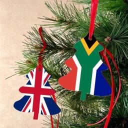Christmas Ornament Double Sided South African United Kingdom Decoration. Tree Shaped Hanging Bright & Colourful Flags - thumbnail 3