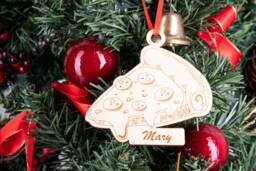 Pizza Ornament Personalized, Custom Christmas Wood Ornament, Kids Food Lovers Gift, Laser Cut Engraved Name Holiday Gifts - thumbnail 1