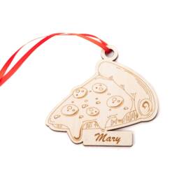 Pizza Ornament Personalized, Custom Christmas Wood Ornament, Kids Food Lovers Gift, Laser Cut Engraved Name Holiday Gifts - thumbnail 3