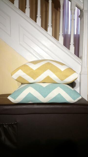 Pillow Cover Chevron Blue & White, Gold & White D??cor Covers - image 1