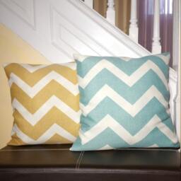 Pillow Cover Chevron Blue & White, Gold & White D??cor Covers - thumbnail 2