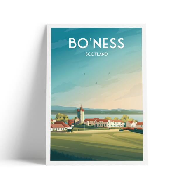 Bo'ness Print, Scotland Travel Poster, Borrowstounness Illustration, Wall Decor, Firth Of Forth, Lothian - image 1