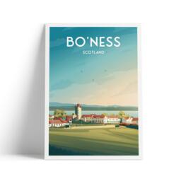 Bo'ness Print, Scotland Travel Poster, Borrowstounness Illustration, Wall Decor, Firth Of Forth, Lothian - thumbnail 1