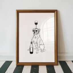Boxer Dog Wall Art - Drawing, Lovers Gift, Drawing, Poster, Print, Pet Portrait, Customisable Colour - thumbnail 1