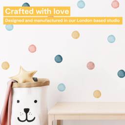 Pastel Watercolour Polka Dot Wall Decal - Rainbow Fabric Peel & Stick Sticker Set For Kids Rooms & Nursery - thumbnail 2