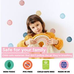 Pastel Watercolour Polka Dot Wall Decal - Rainbow Fabric Peel & Stick Sticker Set For Kids Rooms & Nursery - thumbnail 3