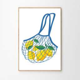 Lemons in A Bag Art Canvas Poster, Trendy Wall Art, Kitchen Aesthetic Decor, Retro Home Printed Gift - thumbnail 2