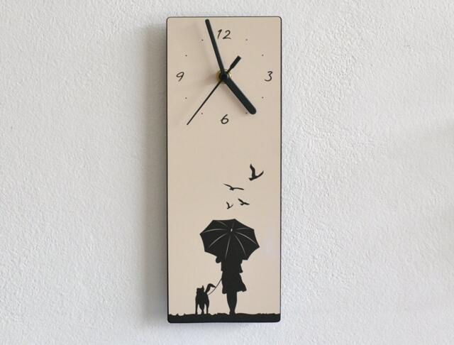 Girl & Dog Winter Walk - Wall Clock - image 1