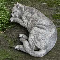 Concrete Curled Cat Sculpture Stone Kitty Figurine Outdoor Decoration Cement Pet Ornament Handmade Statue Kitten Art - thumbnail 2