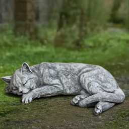 Concrete Curled Cat Sculpture Stone Kitty Figurine Outdoor Decoration Cement Pet Ornament Handmade Statue Kitten Art - thumbnail 1