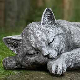 Concrete Curled Cat Sculpture Stone Kitty Figurine Outdoor Decoration Cement Pet Ornament Handmade Statue Kitten Art - thumbnail 3