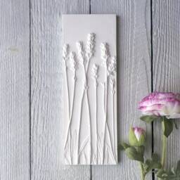 Lavender Plaster Cast Wall Plaque On Wood - thumbnail 2