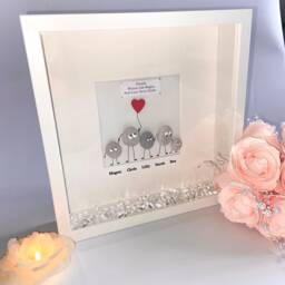 Pebble Family Keepsake Gift Funny Pebble Art Box Frame Picture Personalised For Mum 50Th 40Th 70Th 80Th Birthday UK - thumbnail 2