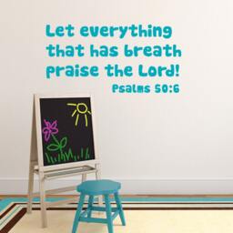 Children's Church Decal, Let Everything That Has Breath Praise The Lord, Vinyl Wall Decal. Bible Verse Decor. Nursery Decals - thumbnail 1