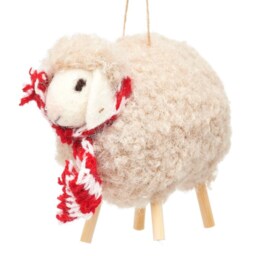 White Brown Felt Sheep Hanging Christmas Decorations - Winter Festive Animal Fun Quirky Secret Santa Kids Children Farmer Shepherd Lamb - thumbnail 2