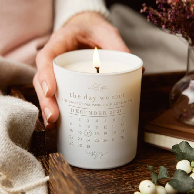 Personalised Date Calendar Candle - Engraved Scented Gift - image 1