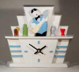 Echo Of Deco British Art Pottery Inspired Cotton Club Cocktail Hour Mantel Clock - thumbnail 1