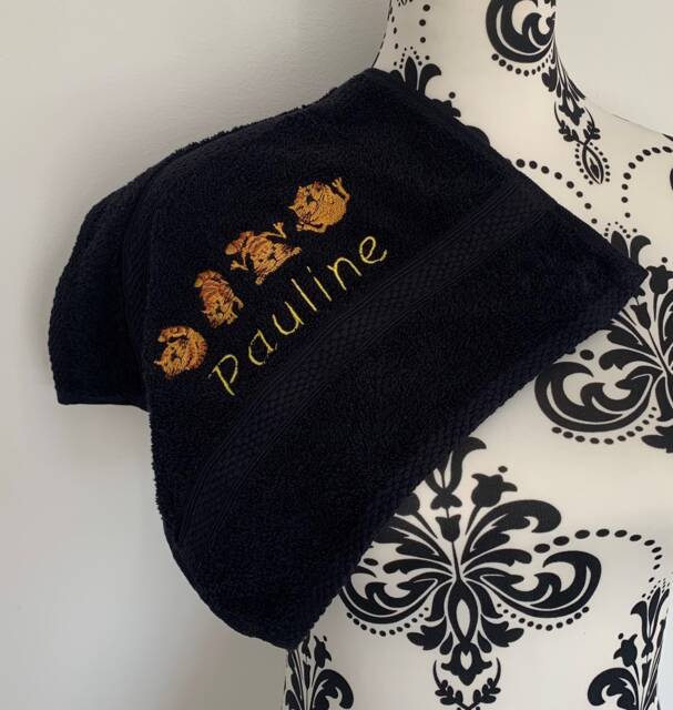 Cats Towel - Personalised Face Cloth/Hand Bath = Embroidered - image 1