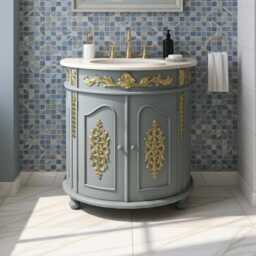 French Demi Lune Single Sink Bathroom Vanity Unit - thumbnail 1