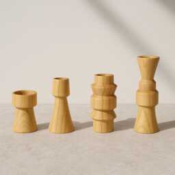 Handmade Wooden Candle Holder Set Scandinavian Rustic Home Decor - thumbnail 2