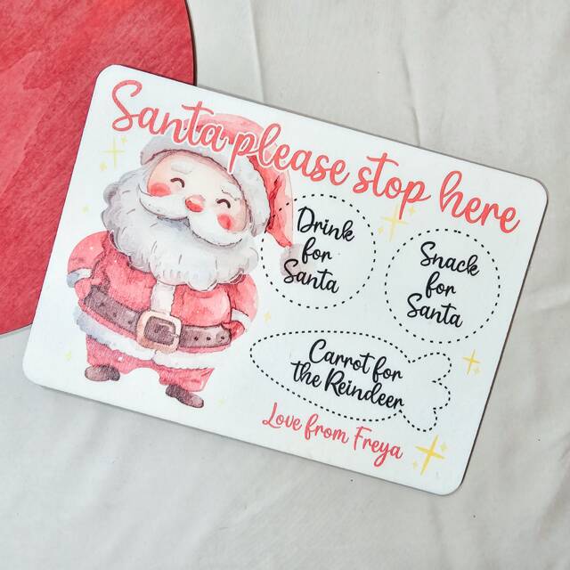 Snacks For Santa - Christmas Eve Board Plate Stop Here Board Personalised Father - image 1
