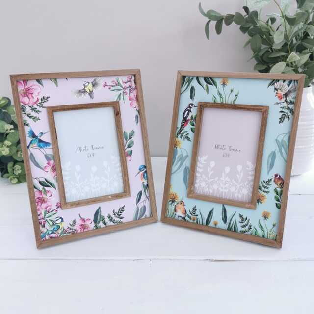 Floral Bird Wooden Photo Frame 4x6 Or 6x4 Portrait Display - image 1