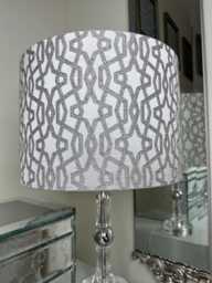 Handmade Silver Drum Lampshade Karma Geo Fabric, Pendant/Table Lamp